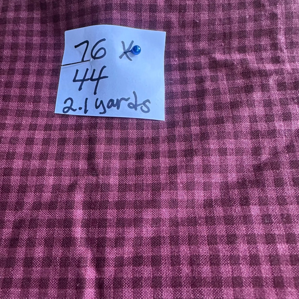 Burgundy Gingham Check Cotton Fabric 2.1 Yards x 44" Wide Quilting Sewing - Picture 3 of 3